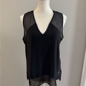 DKNY Black Sheer V- neck Sleeveless Blouse. Size medium